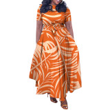 Women's Spring Fashion Chic Belt African Plus Size Maxi Dress