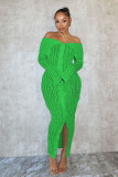 Women's Spring And Summer Sexy Turndown Collar Off Shoulder Long Sleeve Dress