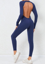 Sexy Low Back Long Sleeve Fitness Sports Tight Fitting Yoga Jumpsuit