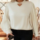 Solid Color Long Sleeve Plus Size Women's Tops