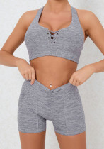 Spring Quick-Drying Lace-Up Tank Bra Unning Tight Fitting Sports Shorts Yoga Set Fitness Clothing