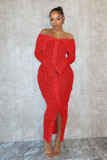 Women's Spring And Summer Sexy Turndown Collar Off Shoulder Long Sleeve Dress