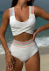 Rainbow Ribbon Wide Strap  High Waist Two Pieces Bikini Swimsuit