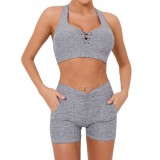 Spring Quick-Drying Lace-Up Tank Bra Unning Tight Fitting Sports Shorts Yoga Set Fitness Clothing