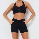 Spring Quick-Drying Lace-Up Tank Bra Unning Tight Fitting Sports Shorts Yoga Set Fitness Clothing