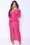 Women's Spring And Summer Sexy Turndown Collar Off Shoulder Long Sleeve Dress