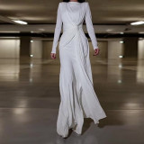 Women Fall Round Neck Bodycon Long Sleeve Dress