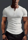 Men's Short Sleeve Button Collar T-Shirt