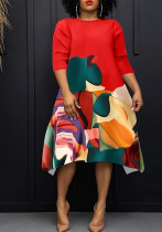 Plus Size Women Irregular Print Casual Dress Plus Size Women Irregular Print Casual Dress