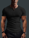 Men's Short Sleeve Button Collar T-Shirt