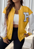 Plus Size Women Casual Colorblock Baseball Jacket
