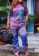 Plus Size Women Clothing Trend Multi-Color Stripe Casual Loose Two-piece Set