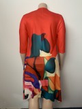 Plus Size Women Irregular Print Casual Dress