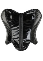 Women Crop Pu-Leather Glossy Zip Corset