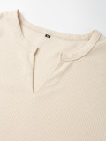Men's waffle Solid Long Sleeve Basic Top