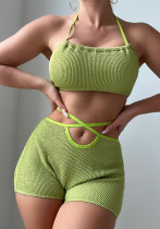 Solid Color Halter Neck Sexy Two Pieces Swimsuit Solid Color Halter Neck Sexy Two Pieces Swimsuit