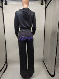 Women's Fashion Positioning Print Hoodies Casual Pants Two Piece Set