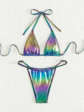 Sexy Two Pieces Bikini Shiny Triangle Swimsuit Two-Piece Set