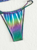 Sexy Two Pieces Bikini Shiny Triangle Swimsuit Two-Piece Set
