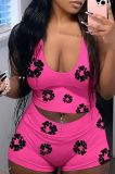 Stylish Casual Trendy Print Vest Shorts Two Piece Set
