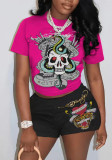 Fashion Printed Short-Sleeved Women's Two-Piece Shorts Set