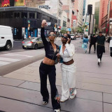 Women's Fashion Positioning Print Hoodies Casual Pants Two Piece Set