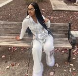 Women's Fashion Positioning Print Hoodies Casual Pants Two Piece Set