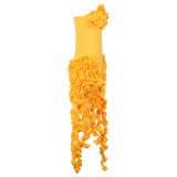 Women's Summer Sexy Strapless Ruffle Tassel Dress