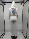 Women's Fashion Positioning Print Hoodies Casual Pants Two Piece Set