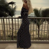 Women Spring Summer Mesh Polka Dot Off Shoulder Dress