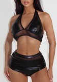 Women Bikini Patchwork Strappy Swimsuit Two Pieces