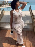 Spring Women Clothing Halter Neck Backless Sexy knitting Beach Suspender Maxi Dress