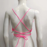 Women Summer Sexy Hot Backless Lace-Up Sequin Bikini Top