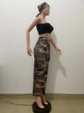 Women camouflage slit Skirt