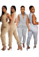 Women spring and summer zippered sleeveless fleece Cargo Jumpsuit