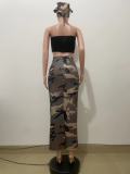 Women camouflage slit Skirt