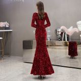 Women Formal Party Elegant Sleeveless V Neck Maxi Evening Dress