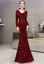 Women Formal Party Elegant Sleeveless V Neck Maxi Evening Dress