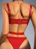 Erotic Lingerie Sexy Women's Lace-Up Hollow One-Piece Bodysuit