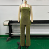 Women Sexy Strapless Top and Casual Pants Two-piece Set