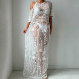 Women summer cover-up sun protection clothing lace beach skirt