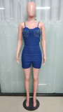 Women Beaded Denim Jumpsuit