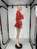 Women's Solid Printed Shirt Vest Skirt Three-Piece Set