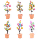 Easter Cartoon Printed Eggs Potted Decoration Ornaments