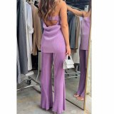 Women Sexy Strapless Top and Casual Pants Two-piece Set