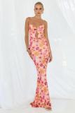 Women strappy printed mesh sexy dress