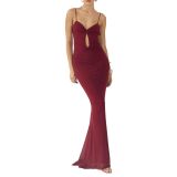 Women strappy printed mesh sexy dress