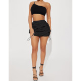 Women Sexy Drawstring Mini Skirts