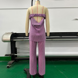 Women Sexy Strapless Top and Casual Pants Two-piece Set