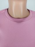 Women Sexy Solid Short Sleeve Top and Pant Two-piece Set